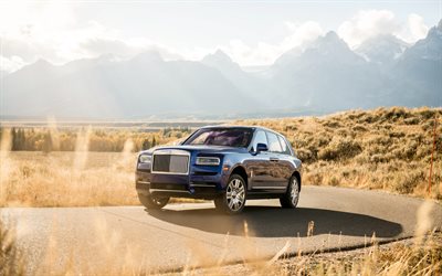 Rolls-Royce Cullinan, 2018, Luxury SUV, blue new Cullinan, British cars, Rolls-Royce