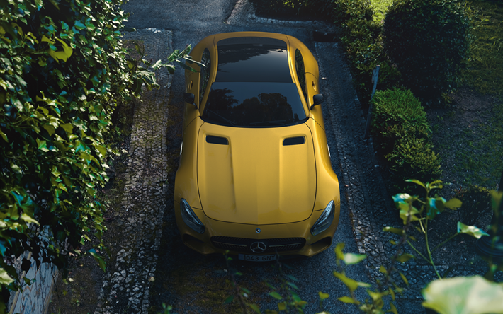 مرسيدس-بنز AMG GT, أعلى عرض, 4k, 2018 السيارات, شيلت, السيارات الألمانية, مرسيدس