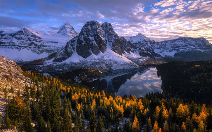 Herunterladen Hintergrundbild Berg Landschaft Herbst Sonnenuntergang Abend Mountain Lake Kanada Fur Desktop Kostenlos Hintergrundbilder Fur Ihren Desktop Kostenlos