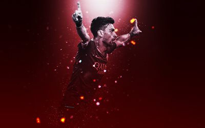 Javier Pastore, 4k, creative art, AS Roma, Argentinian footballer, lighting effects, Serie A, Italy, football players