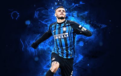 İcardi, atlama, Internazionale FC, gol, Arjantinli futbolcular, Mauro İcardi, futbol, İtalya, neon ışıkları Serie A, Inter Milan FC