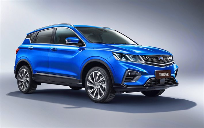Geely SX11, 2020, exterior, front view, blue crossover, new blue SX11, Chinese cars, Geely