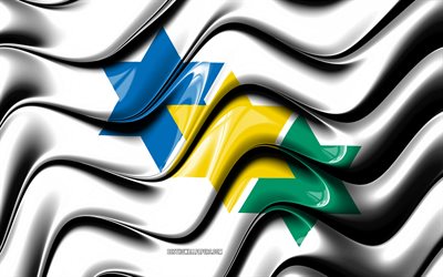 Ji-Parana Flagga, 4k, St&#228;der i Brasilien, Sydamerika, Flagga av Ji-Parana, 3D-konst, Ji-Parana, Brasilianska st&#228;der, Ji-Parana 3D-flagga, Brasilien