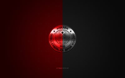 Genclerbirligi SK, Turkish football club, Turkish Super League, red black logo, red black carbon fiber background, football, Ankara, Turkey, Genclerbirligi logo