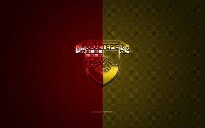 Goztepe SK, Turkish football club, Turkish Super League, red yellow logo, red yellow carbon fiber background, football, Izmir, Turkey, Goztepe logo