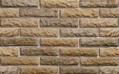 dekorativ sten struktur, beige brickwall, makro, beige stenar, tegel texturer, dekorativa stenar, beige sten wall, stenar, beige stenar bakgrund