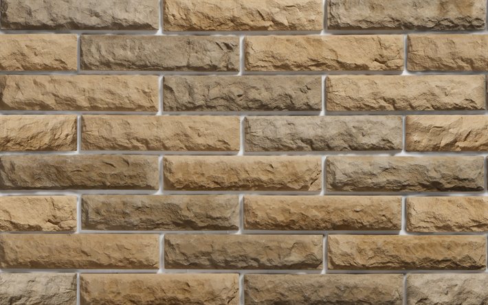decorative stone texture, beige brickwall, macro, beige stones, bricks textures, decorative stones, beige stones wall, stones, beige stones background