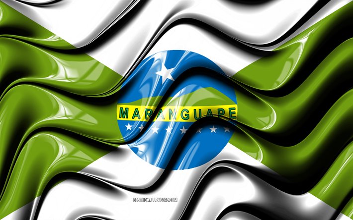 Maranguape Lippu, 4k, Kaupungeissa Brasiliassa, Etel&#228;-Amerikassa, Lipun Maranguape, 3D art, Maranguape, Brasilian kaupungeissa, Maranguape 3D flag, Brasilia