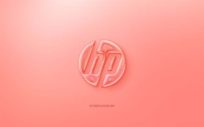 HP 3D logo, Kırmızı bir arka plan, Kırmızı HP jelly logo, HP amblemi, yaratıcı 3D sanat, Hewlett-Packard
