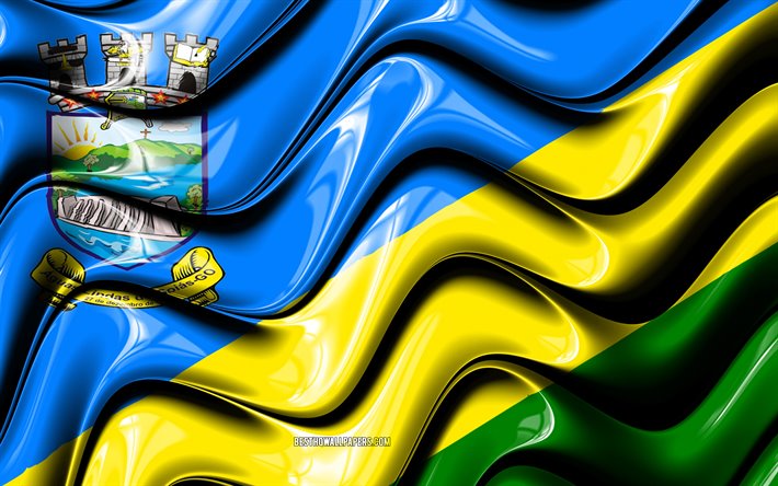 Aguas Lindas de Goias Flagga, 4k, St&#228;der i Brasilien, Sydamerika, Flaggan i Aguas Lindas de Goias, 3D-konst, Aguas Lindas de Goias, Brasilianska st&#228;der, Vattnet i Vackra, Inte 3D-flaggan i, Brasilien