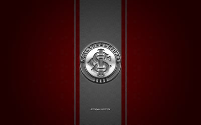 SC Internacional, Brasiliansk fotboll club, Serie A, R&#246;d logo, Red kolfiber bakgrund, fotboll, Porto Alegre, Brasilien, SC Internacional logotyp, Sport Club Internacional, Bland RS logo