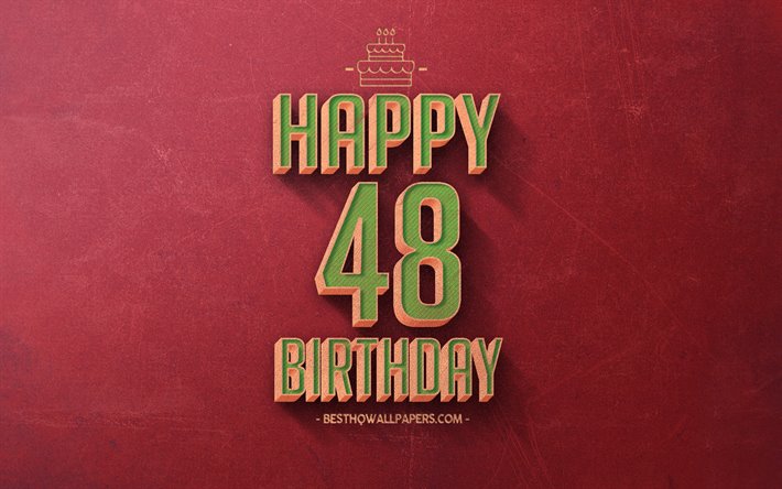 第48回お誕生日おめで, 赤いレトロな背景, 嬉しいのは48年に誕生日, レトロの誕生の背景, レトロアート, 48歳の誕生日, 嬉しいで第48回誕生日, お誕生日おめで背景