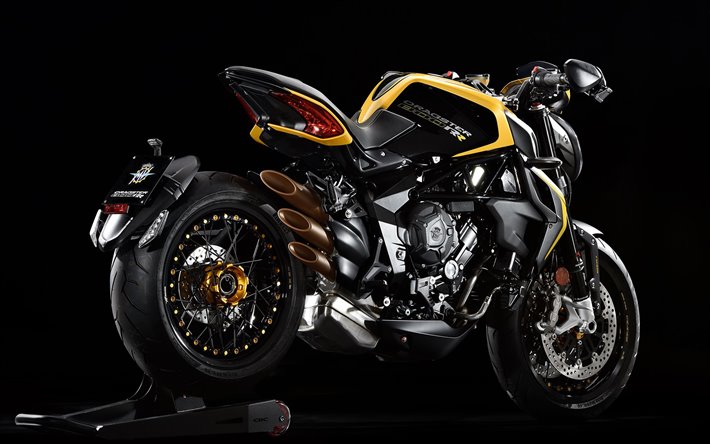MV Agusta Dragster 800 RR, 2019, sports bike, exterior, new black and yellow Dragster 800 RR, MV Agusta