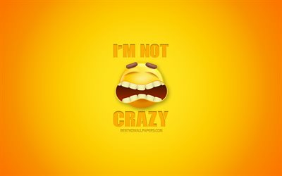 Io non sono pazzo, divertente, arte, Pazzo, concetto, sfondo giallo, arte creativa