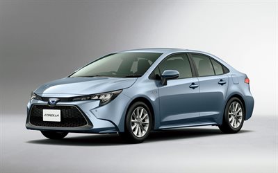 Toyota Corolla Hybridi-S, 4k, studio, 2019 autot, japanilaiset autot, 2019 Toyota Corolla, Toyota, sininen Corolla