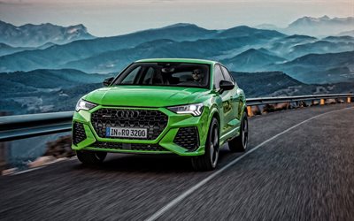 2020, Audi RS Q3 Sportback, front view, exterior, sports crossover, tuning Q3 Sportback, new green Q3 Sportback, german cars, Audi