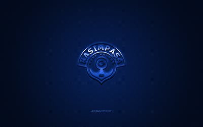 Kasimpasa, Turkkilainen jalkapalloseura, Turkin Super League, sininen logo, sininen hiilikuitu tausta, jalkapallo, Istanbul, Turkki, Kasimpasa logo