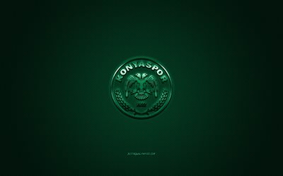 Konyaspor, Turco futebol clube, Super League Turca, logotipo verde, verde de fibra de carbono de fundo, futebol, Konya, A turquia, Konyaspor logotipo