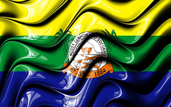 Nuestra Se&#241;ora del Socorro en la Opci&#243;n 4, Ciudades de Brasil, Am&#233;rica del sur, Bandera de Nuestra Se&#241;ora del Socorro, 3D, arte, Nuestra Se&#241;ora del Socorro, &#161; metropolitana de Nuestra Se&#241;ora de la ayuda 3D de la bandera 