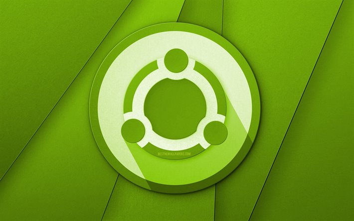 Ubuntu oliva logotipo de 4k, creativo, Linux, de oliva, el dise&#241;o de materiales, Ubuntu logotipo, marcas, Ubuntu