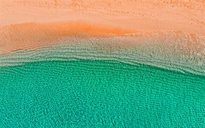 Ocean, aero view, turquoise water, coast, aerial view, waves, 4k, Maldives