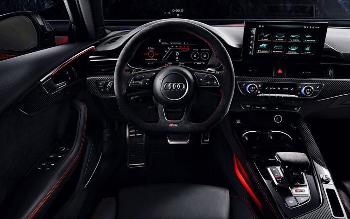 4k, Audi RS4 Avant, interi&#246;r, B9, 2019 bilar, instrumentpanelen, 2019 Audi RS4 Avant, tyska bilar, Audi