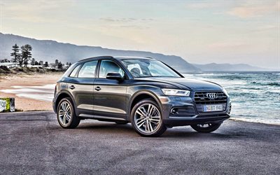 Audi Q5, 4k, mare, 2019 auto, crossover, grigio Q5, 2019 Audi Q5, auto tedesche, Audi