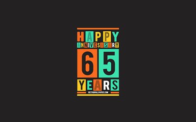 65th Anniversary, Anniversary Flat Background, 65 Years Anniversary, Creative Flat Art, 65th Anniversary sign, Colorful Abstraction, Anniversary Background