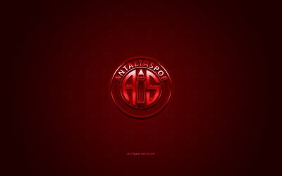 Antalyaspor, Turco futebol clube, Super League Turca, logo vermelho, vermelho de fibra de carbono de fundo, futebol, Em ant&#225;lia, A turquia, Antalyaspor logotipo
