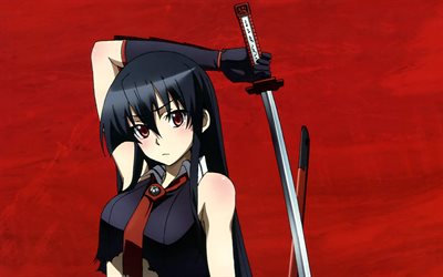 Akame Ga Tappaa, Akame, 4k, Japanilainen manga, tytt&#246; miekka