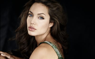 Angelina Jolie, portrait, make-up, tattoos, american actress, beautiful eyes, face