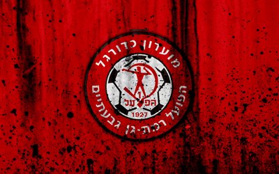 4k, FC Hapoel Raanana, grunge, Ligat haAl, logo, football club, Israel, Hapoel Raanana, art, soccer, stone texture, Hapoel Raanana FC