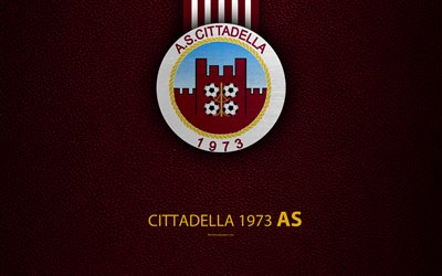 AS Cittadella, 1973, 4k, Italian football club, logo, Cittadella, Italy, Serie B, burgundy leather texture, football, Italian Football Championships