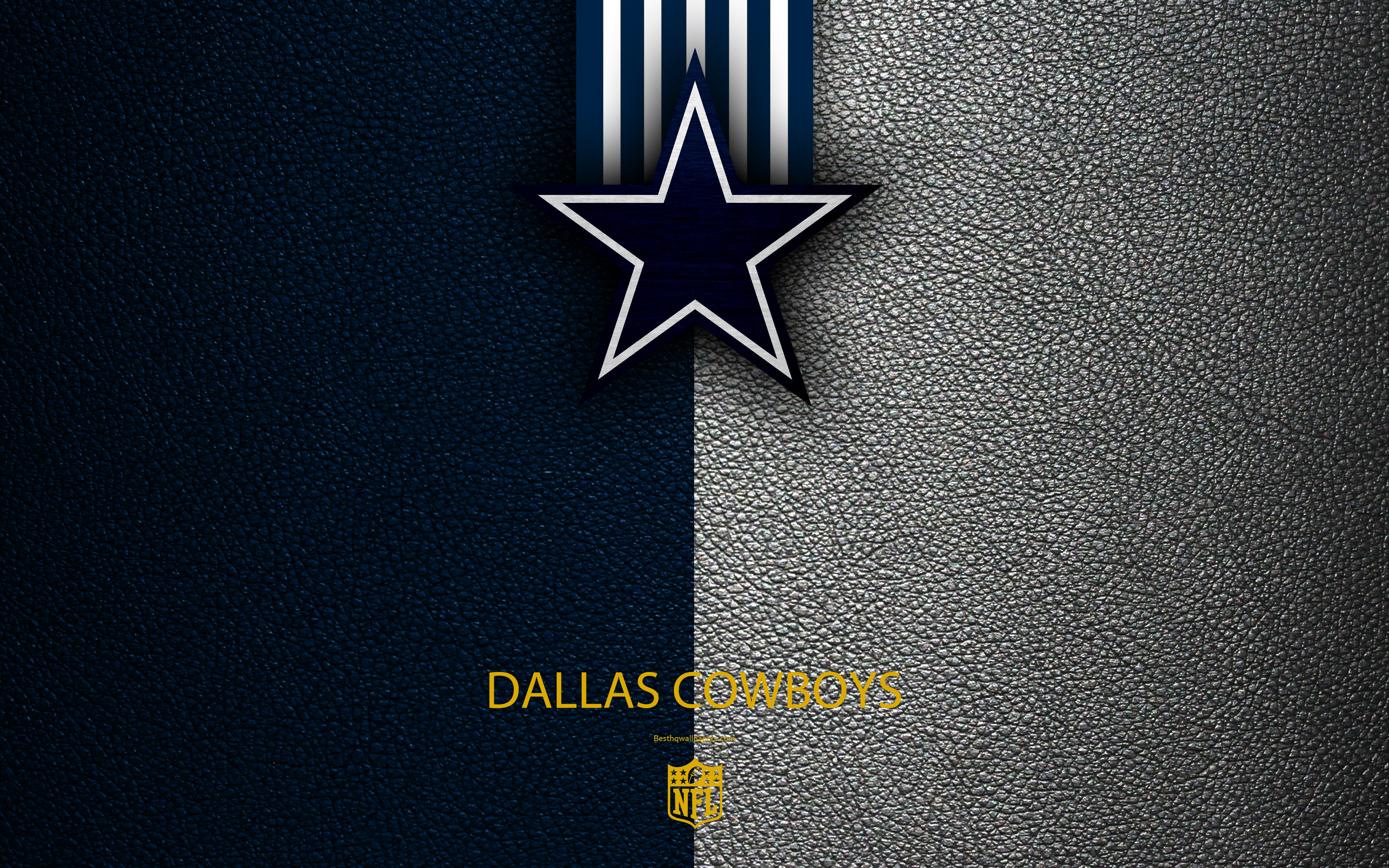 Download wallpapers Dallas Cowboys, golden logo, NFL, blue metal  background, american football club, Dallas Cowboys logo, american football,  USA for desktop free. Pictures for desktop free