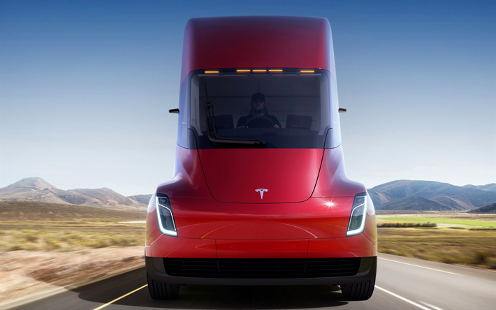 Tesla Semi Camion, camions, 2018 camion, camion &#233;lectrique, route, Tesla