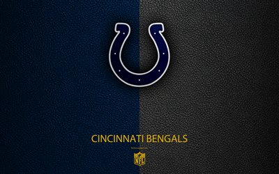 Indianapolis Colts, 4k, American football, logo, emblem, Indianapolis, Indiana, USA, NFL, blue gray leather texture, National Football League, Southern Division