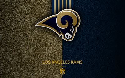 Los Angeles Rams, 4k, american football, logo, leather texture, Los Angeles, California, USA, emblem, NFL, National Football League, Western Division