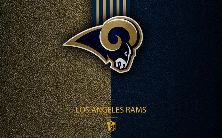 Los Angeles Rams, 4k, american football, logo, leather texture, Los Angeles, California, USA, emblem, NFL, National Football League, Western Division