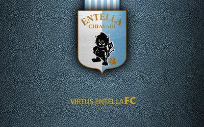 Virtus Entella FC, 4K, Italian football club, logo, Chiavari, Italy, Serie B, leather texture, football, Italian Football Championships