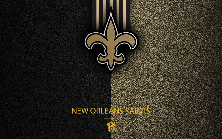 New Orleans Saints, 4k, Amerikan Futbolu, logo, deri dokusu, New Orleans, Louisiana, ABD, amblem, NFL Ulusal Futbol Ligi, G&#252;ney B&#246;l&#252;m&#252;