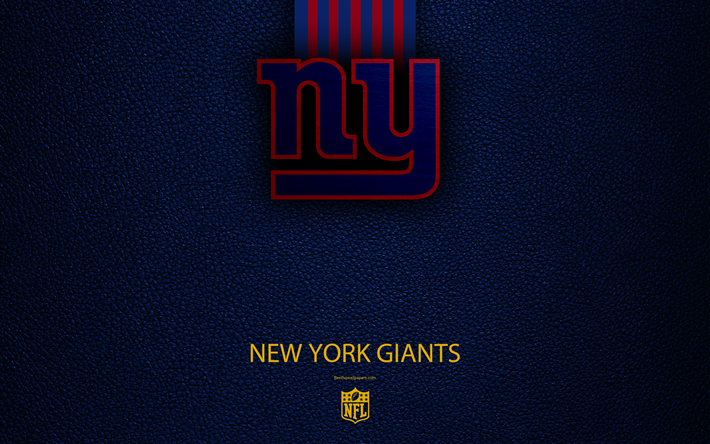 O New York Giants, 4k, futebol americano, logo, textura de couro, Nova York, EUA, emblema, NFL, A Liga Nacional De Futebol, Divis&#227;o Leste
