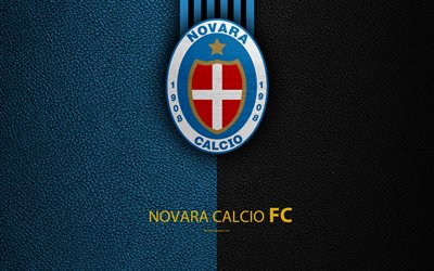 Novara Calcio, FC, 4K, Italian football club, logo, Novara, Italy, Serie B, leather texture, football, Italian Football Championships