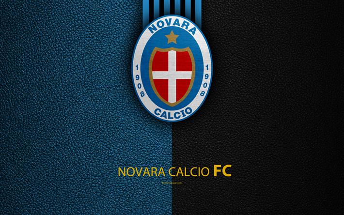 Novara Calcio, FC, 4K, Italian football club, logo, Novara, Italy, Serie B, leather texture, football, Italian Football Championships