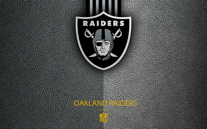 O Oakland Raiders, 4K, Futebol americano, logo, textura de couro, Oakland, Calif&#243;rnia, EUA, emblema, NFL, A Liga Nacional De Futebol, Divis&#227;o Ocidental