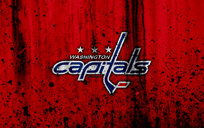 4k, Boston Bruins, grunge, NHL, j&#228;&#228;kiekko, art, Washington Capitals, USA, logo, kivi rakenne, Caps, Metropolitan Division