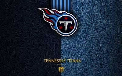 Tennessee Titans, 4K, American football, logo, leather texture, Nashville, Tennessee, USA, emblem, NFL, National Football League, Southern Division