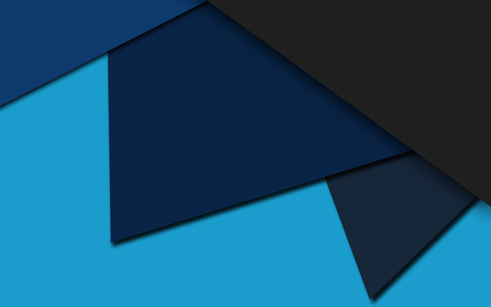 blue gray abstraction, material design, geometric shapes, triangles