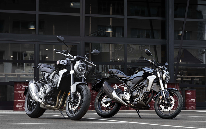 Honda CB300R, 2018, 4k, fresco de la motocicleta, negro motocicletas, Honda