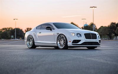 Bentley Continental GT, 2018, front view, white luxury coupe, tuning Continental, British sports cars, Bentley