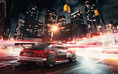 Audi Sport TT Cup, tuning, supercars, street, artwork, traffic lights, tunned TT, Audi